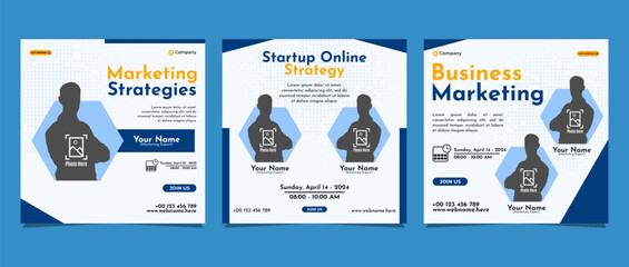 Digital business marketing banner social media post template. Suitable for business webinar, marketing webinar, online class program, etc.