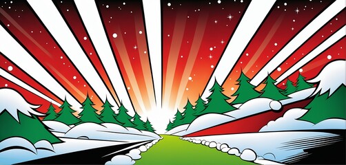 Abstract christmas winter background comic style illustration
