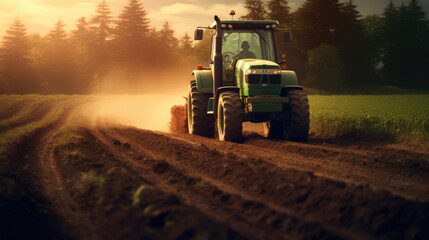 Fototapeta premium Tractor preparing the field for the next season