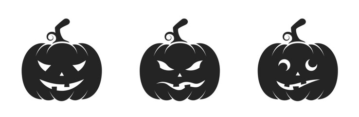 halloween pumpkin icons. jack o lantern and autumn symbols