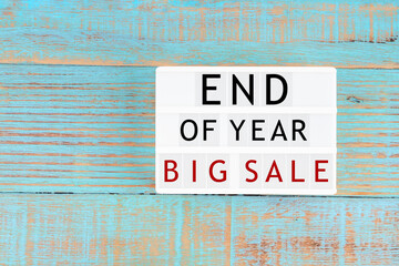 Lightbox displaying the text "End of year sale". Special offer year end sale concepts.