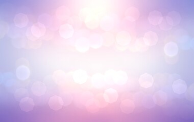 Bokeh lights on pink lilac color glowing background.