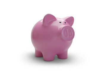 Close up of Piggy bank isolated on white background. Savings concept. 3d illustration.