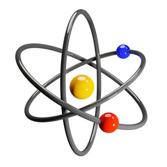 Orbital model of atom 3d rendering