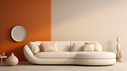 Modern interior japandi style. 3d render illustration.  home mockup minimalistic living room. (4)