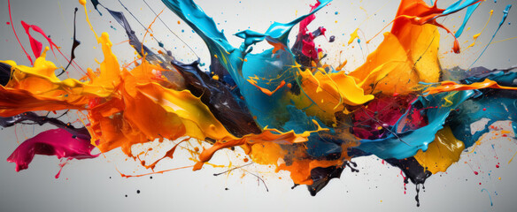 Colorful paint splashes isolated on white background. 3d render