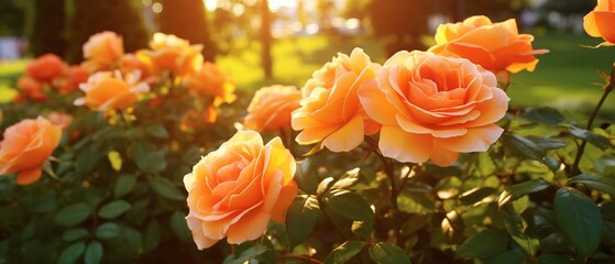 Radiant Garden Roses: Sunlit Beauty in Nature