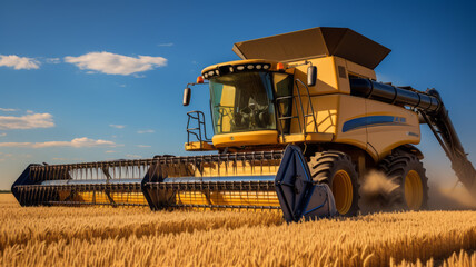 Fototapeta premium Combine harvester working on a wheat field
