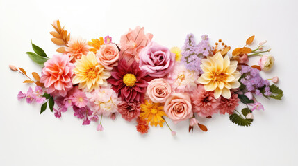 Bouquet of flowers on white background