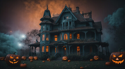 Fototapeta na wymiar Spooky haunted house evoking a Halloween atmosphere