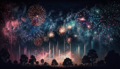 Background for a Diwali fireworks display - obrazy, fototapety, plakaty