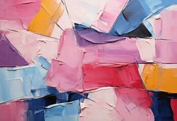Vibrant polygonal geometric shapes: minimalist oil painting. Colorful background.