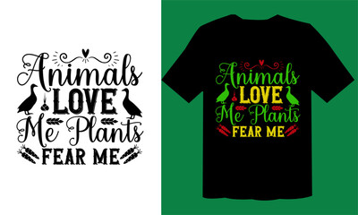 Animals Love Me Plants Fear Me T shirt Design File,  Vegan Quotes Svg