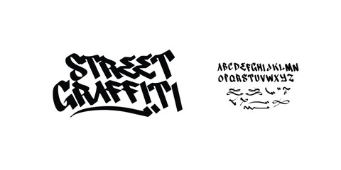 handwritten expressive street urban style alphabet in vector