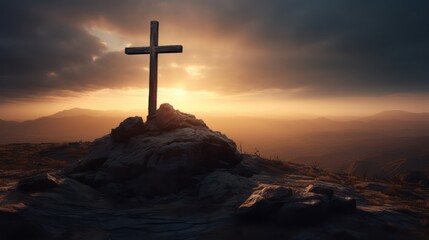 Cross with Background of Sunset