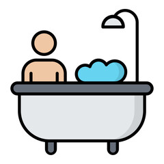 Baby Bath Colored Outline Icon