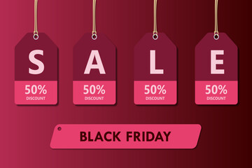 Black Friday sales tag. Black Friday design, sale, discount, advertising, marketing price tag.