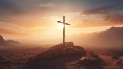 Cross with Background of Sunset