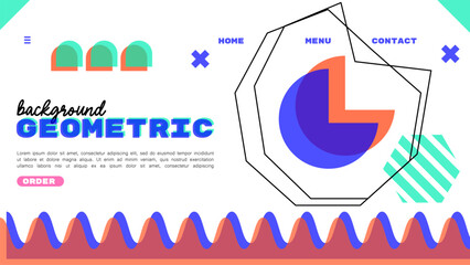 Template design shape geometric composition vibrant color landing page. vector illustration. futuristic and trendy style. 