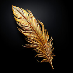 feather on black background,Golden Feather,A Symbol of Grace and Elegance