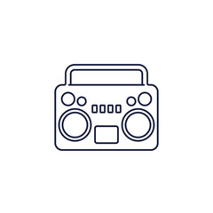 boombox icon, old cassette player, tape recorder line vector