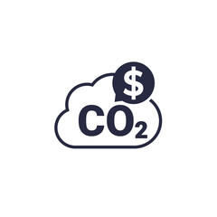 carbon credit icon, co2 gas cost vector