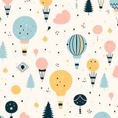 seamless background with balloons, Seamless pattern with hand drawn modern