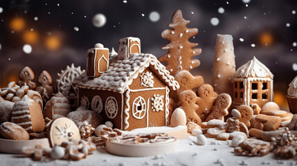 A Gingerbread House in a Winter Wonderland: A Sweet and Festive Scene,christmas gingerbread house,gingerbread house with christmas decoration