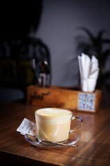 cup of coffee on a table side view