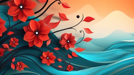 Red Flower Design Background