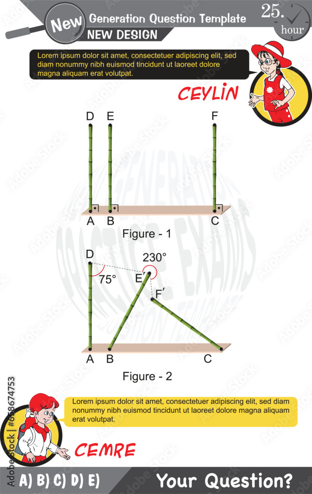 Wall mural University and high school exam question form, Mathematics, physics, geometry, biology, eps, Next generation problems, two sister, speech bubble, template, experiment