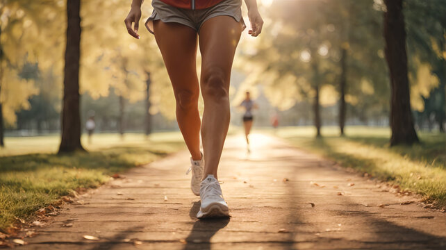 Woman running and training. Health and sports concept. Training makes you free and fit. Walking outdoor. Body health 