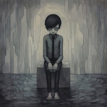 A child suffering from depression.generative ai
