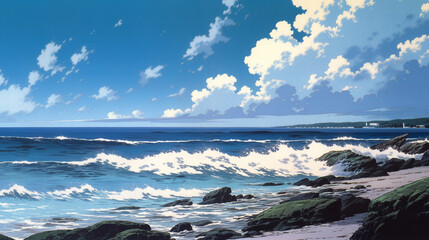 Coastal Dreams: Anime-style Scene of a Tropical Bliss, Generative AI