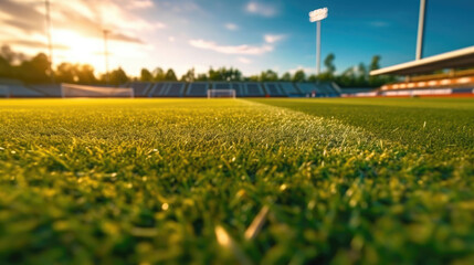 Artificial turf in the soccer stadium. Generative Ai