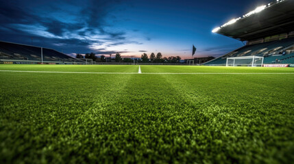 Artificial turf in the soccer stadium. Generative Ai