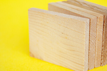 Closeup of blank wooden cubes with customizable space for text or ideas. Copy space