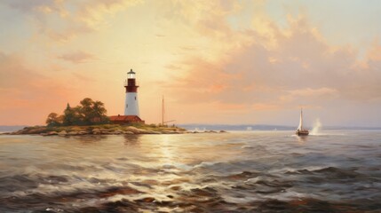 Fototapeta premium Light House in the distant shoreline