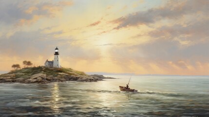 Fototapeta premium Light House in the distant shoreline