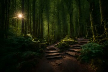 Fototapeta premium Path in the woods, Generated using AI