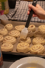 Kanelbullar, swedish cinnamon buns. Baking homemade Cinnamon buns for October 4, Swedish Cinnamon bun day.