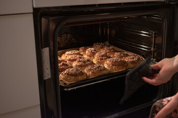 Kanelbullar, swedish cinnamon buns. Baking homemade Cinnamon buns for October 4, Swedish Cinnamon...