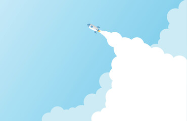 Business leadership ,financial concept. Rocket launching into sky. © HONGWEI