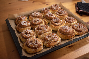 Kanelbullar, swedish cinnamon buns. Baking homemade Cinnamon buns for October 4, Swedish Cinnamon bun day.