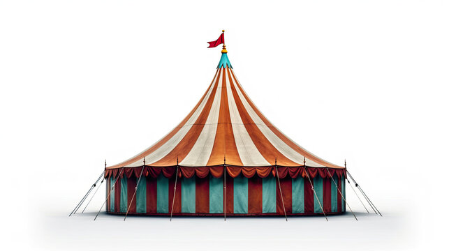 Circus tent, carnival tent isolated on white background. Generative Ai