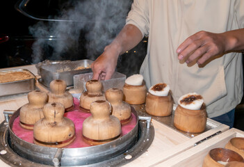 Chinese Traditional Snack Steamed Cake on the Street