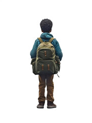 small black African American toddler boy with black power hairstyle. blue, teal, cyan winter jacket. cargo backpack.