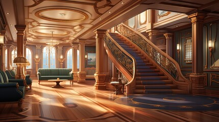 Naklejka premium Interior of an station. AI generated art illustration.