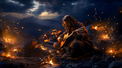 Jesus Playing Guitar 