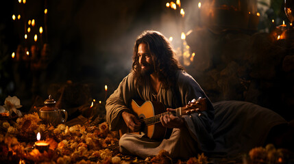 Jesus Playing Guitar